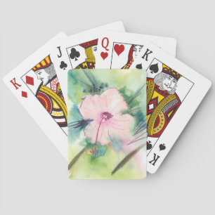 Jeu De Cartes Fleur d'Hibiscus Bélizien à l'aquarelle peinte à l