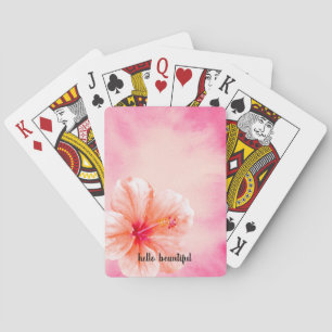 Jeu De Cartes Fleur d'Hibiscus de Pêche rose Tropical