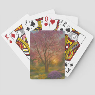 Jeu De Cartes Fleur d'or - Peinture de jardin couché de soleil