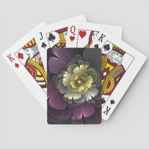 Jeu De Cartes Fleur fractale grise khaki pourpre moderne abstrai