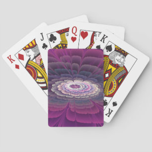 Jeu De Cartes Fleur frappante abstraite fractale couleur rose