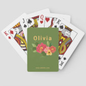 Jeu De Cartes Fleur illustrée verte nom personnalisé (dos)