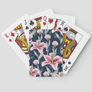Jeu De Cartes Fleur Lilly Rose Motif sans couture.