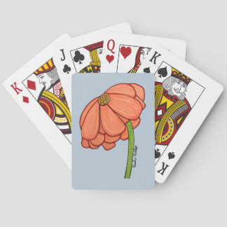 Jeu De Cartes Fleur orange sur fond bleu