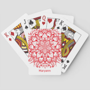 Jeu De Cartes Fleur rouge élégante Mandala Boho Customisé