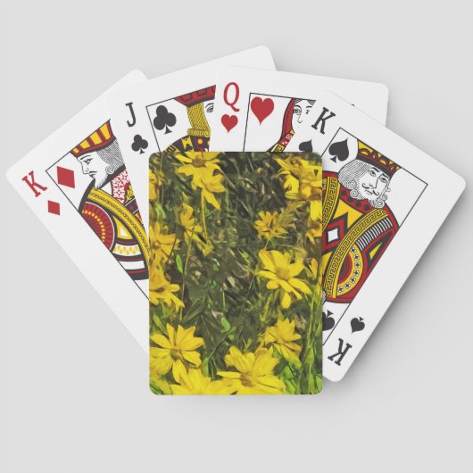 Jeu De Cartes Fleur sauvage jaune marguerites Abstrait (dos)