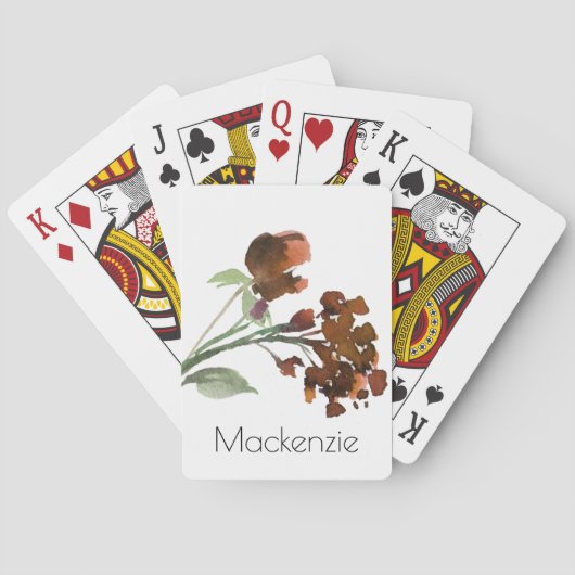 Jeu De Cartes Fleur sauvage | Terracotta Orange Bohemian Custom (dos)