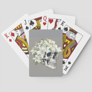 Jeu De Cartes Fleur silencieuse : Crâne et Lys blancs