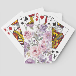 Jeu De Cartes Fleur violette aquarelle rose lavande florale rose