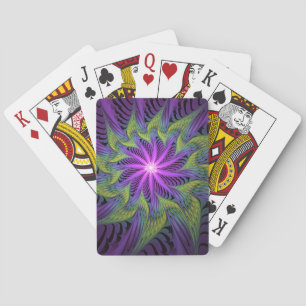 Jeu De Cartes Fleur Violette Verte Art Abstrait Moderne Fractal