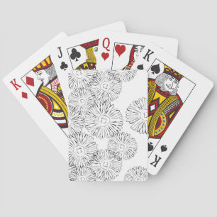 Jeu De Cartes Fleurs abstraites de printemps noir et blanc