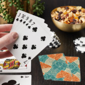 Jeu De Cartes Fleurs abstraites sarcelle, orange et chamois (In Situ)