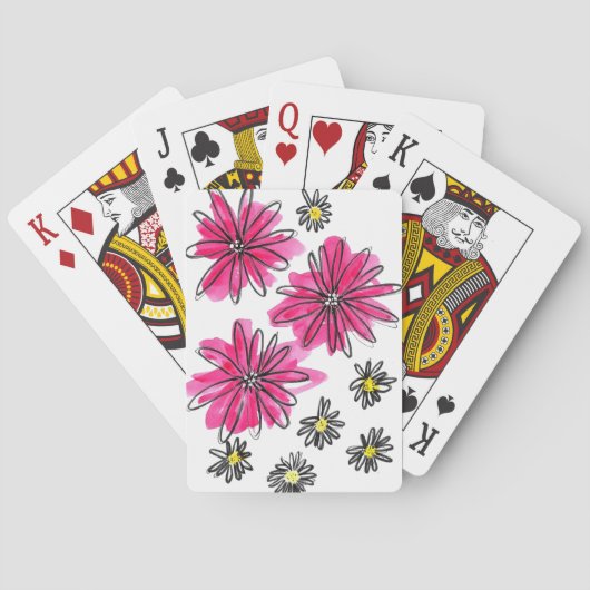 Jeu De Cartes Fleurs blanches et roses (dos)