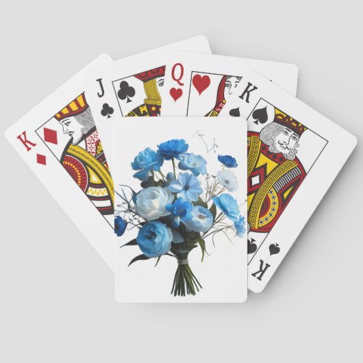 Jeu De Cartes Fleurs bleues et blanches (dos)