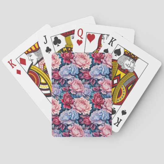 Jeu De Cartes Fleurs bleues et roses (dos)
