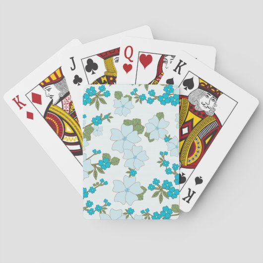 Jeu De Cartes Fleurs Bleues, Motif Floral, Motif De Fleurs (dos)