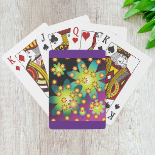 Jeu De Cartes Fleurs colorées rétro