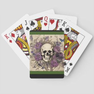 Jeu De Cartes Fleurs crâniennes vintages pourpres