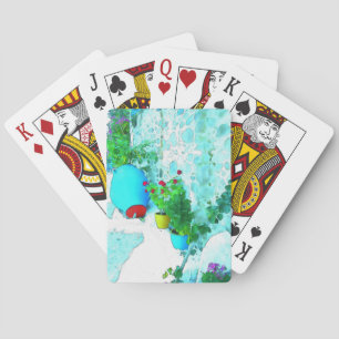 Jeu De Cartes Fleurs d'aquarelle dans des pots colorés