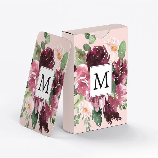 Jeu De Cartes Fleurs d'aquarelle modernes Monogrammes