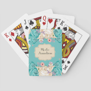 Jeu De Cartes Fleurs d'aquarelle romantique Floral Personnaliser