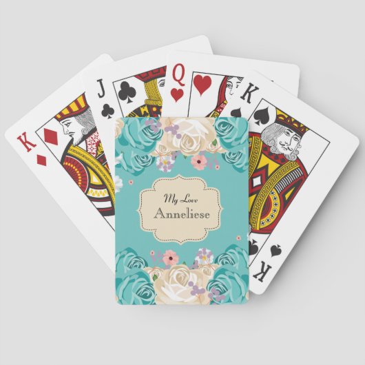 Jeu De Cartes Fleurs d'aquarelle romantique Floral Personnaliser (dos)