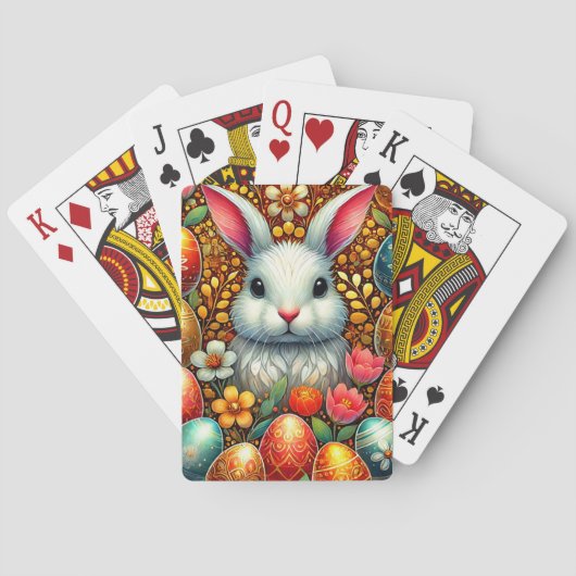 Jeu De Cartes Fleurs de BUNNY PÂQUES OEufs de Pâques ~ (dos)