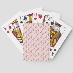 Jeu De Cartes Fleurs de corail doux et motif de feuilles bleues