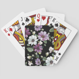 Jeu De Cartes Fleurs De Cosmos Élégantes : Aquarelle Sans Couleu