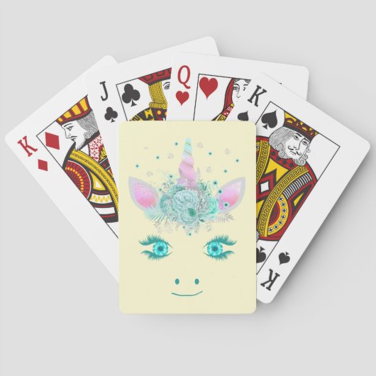 Jeu De Cartes Fleurs de Licorne Mignonne Fabuleuse Visage 1 (dos)