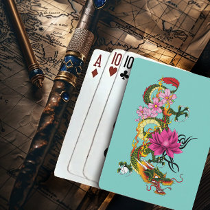 Jeu De Cartes Fleurs de Lotus Dragon Chinoises