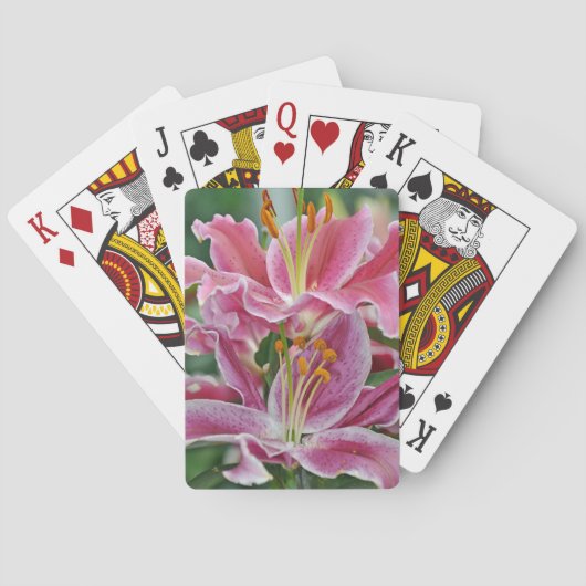 Jeu De Cartes Fleurs de lys tropicaux roses (dos)