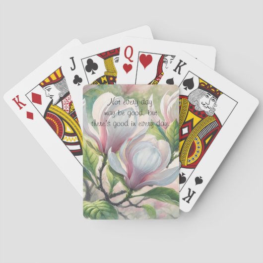 Jeu De Cartes Fleurs de magnolia & citation (dos)