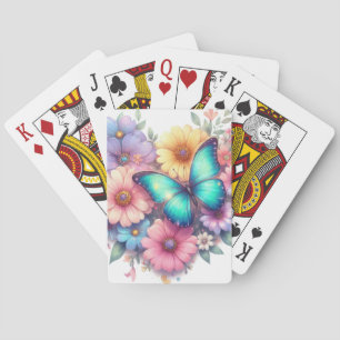 Jeu De Cartes Fleurs de marguerite avec un beau papillon
