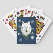 Jeu De Cartes Fleurs de neige du Loup arctique blanc (dos)