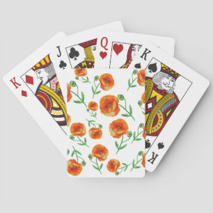 Jeu De Cartes Fleurs de pavot rouge Aquarelle Classique Cartes d