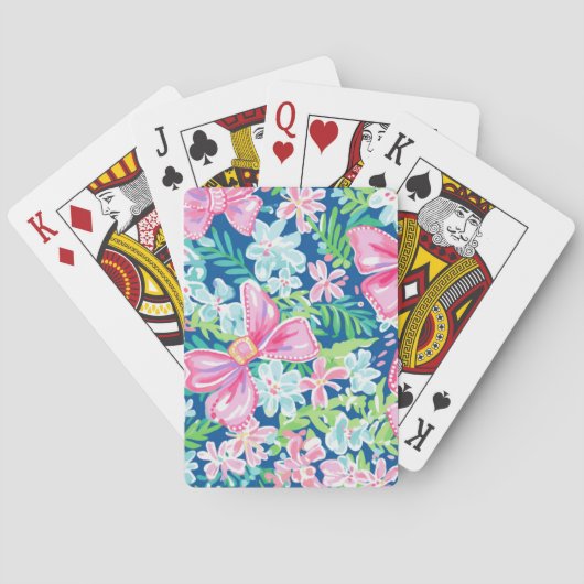 Jeu De Cartes Fleurs de Préppy Bows Tropical Blue (dos)