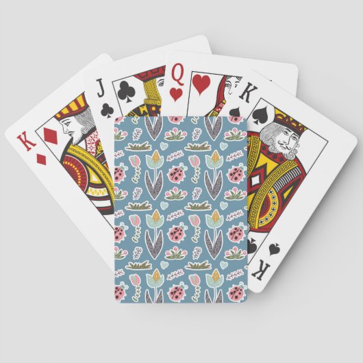 Jeu De Cartes Fleurs de printemps et Motif de coccinelle (dos)