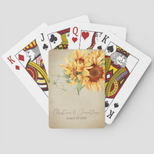 Jeu De Cartes Fleurs de soleil vintages à l'aquarelle sur parche