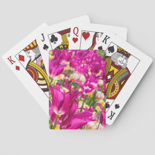 Jeu De Cartes Fleurs de tulipes à Fuchsia (dos)