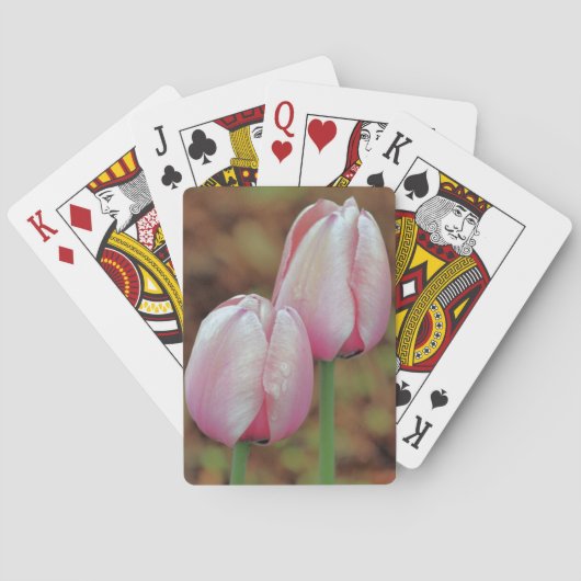 Jeu De Cartes Fleurs De Tulipes Roses Avec Arroses (dos)