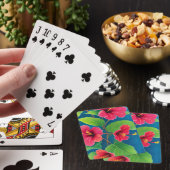 Jeu De Cartes Fleurs d'hibiscus sur fond bleu (In Situ)