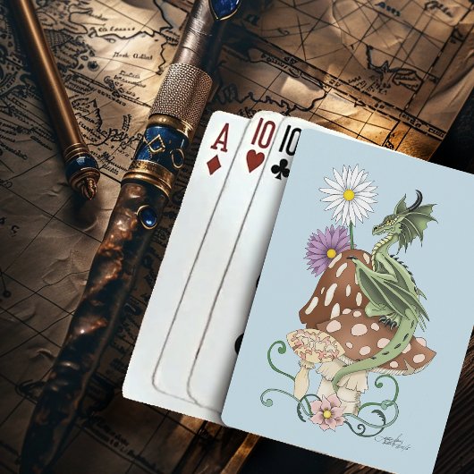 Jeu De Cartes Fleurs d'Imaginaire de dragon de champignons verts