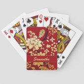 Jeu De Cartes Fleurs d'or orientales personnalisées en rouge (dos)