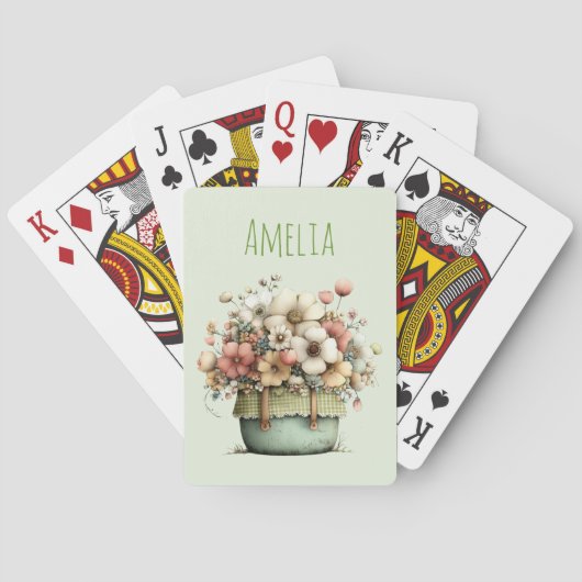 Jeu De Cartes Fleurs en pot Cozy Shabby Mignon (dos)