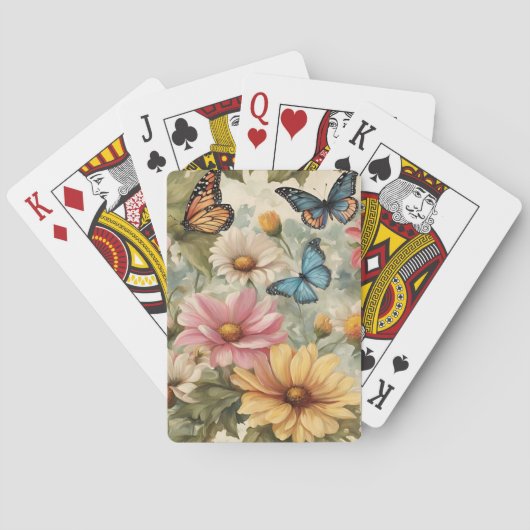 Jeu De Cartes Fleurs Et Papillons Oeuvre D'Art (dos)