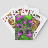 Jeu De Cartes Fleurs fractales Abstraites de néon rose vert (dos)
