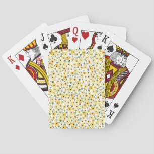 Jeu De Cartes Fleurs Jaunes Minuscules : Aquarelle Sans Couleur.