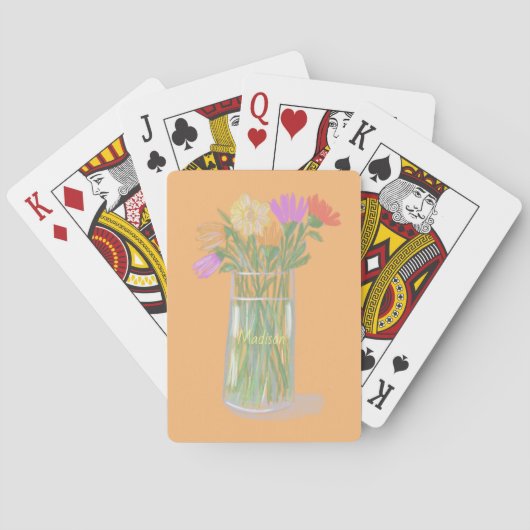 Jeu De Cartes Fleurs joyeuses et sucrées +Nom personnalisé (dos)