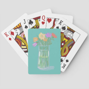 Jeu De Cartes Fleurs joyeuses et sucrées +Nom personnalisé